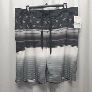 Sonoma Men’s Flexwear Board Shorts Size 36 Gray Stars Stripes Swim Trunks NWT